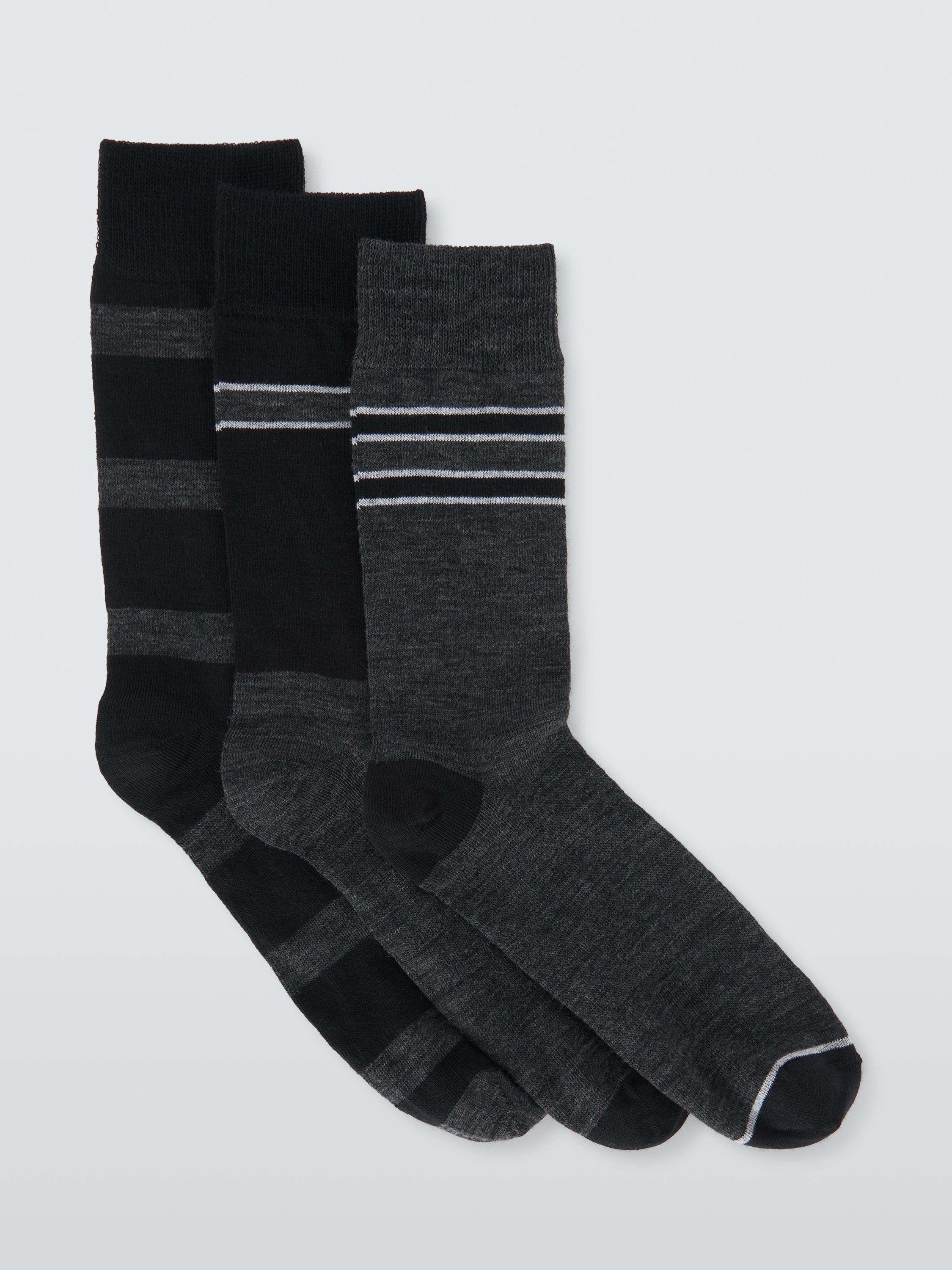 Product image 1 of 2, which shows John Lewis Wool Blend Assorted Stripe Socks, Black Multi, S
