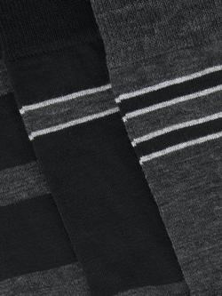 John Lewis Wool Blend Assorted Stripe Socks, Pack of 3, Black Multi - view 2, Black Multi