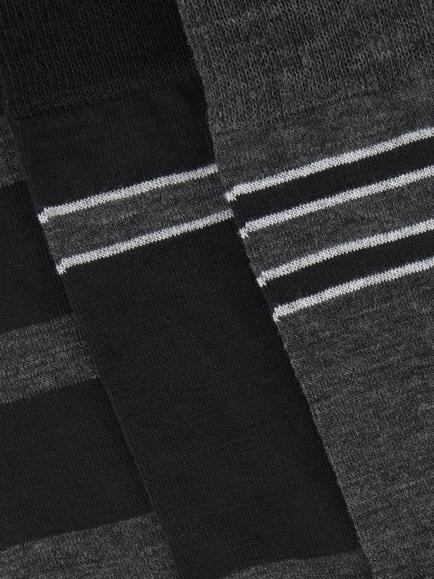 John Lewis Wool Blend Assorted Stripe Socks, Pack of 3, Black Multi - view 2, Black Multi
