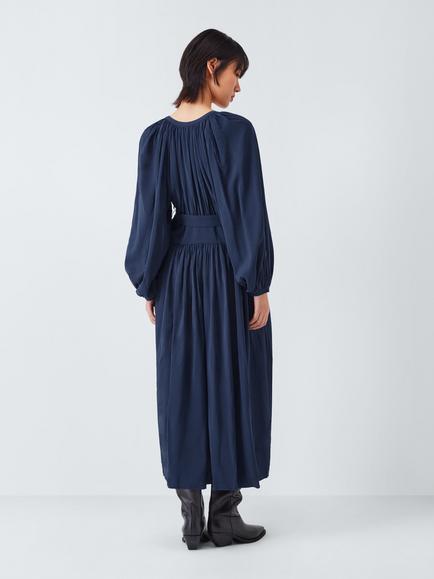AND/OR Sammy Draped Midi Dress, Inky Blue - view 2, Inky Blue