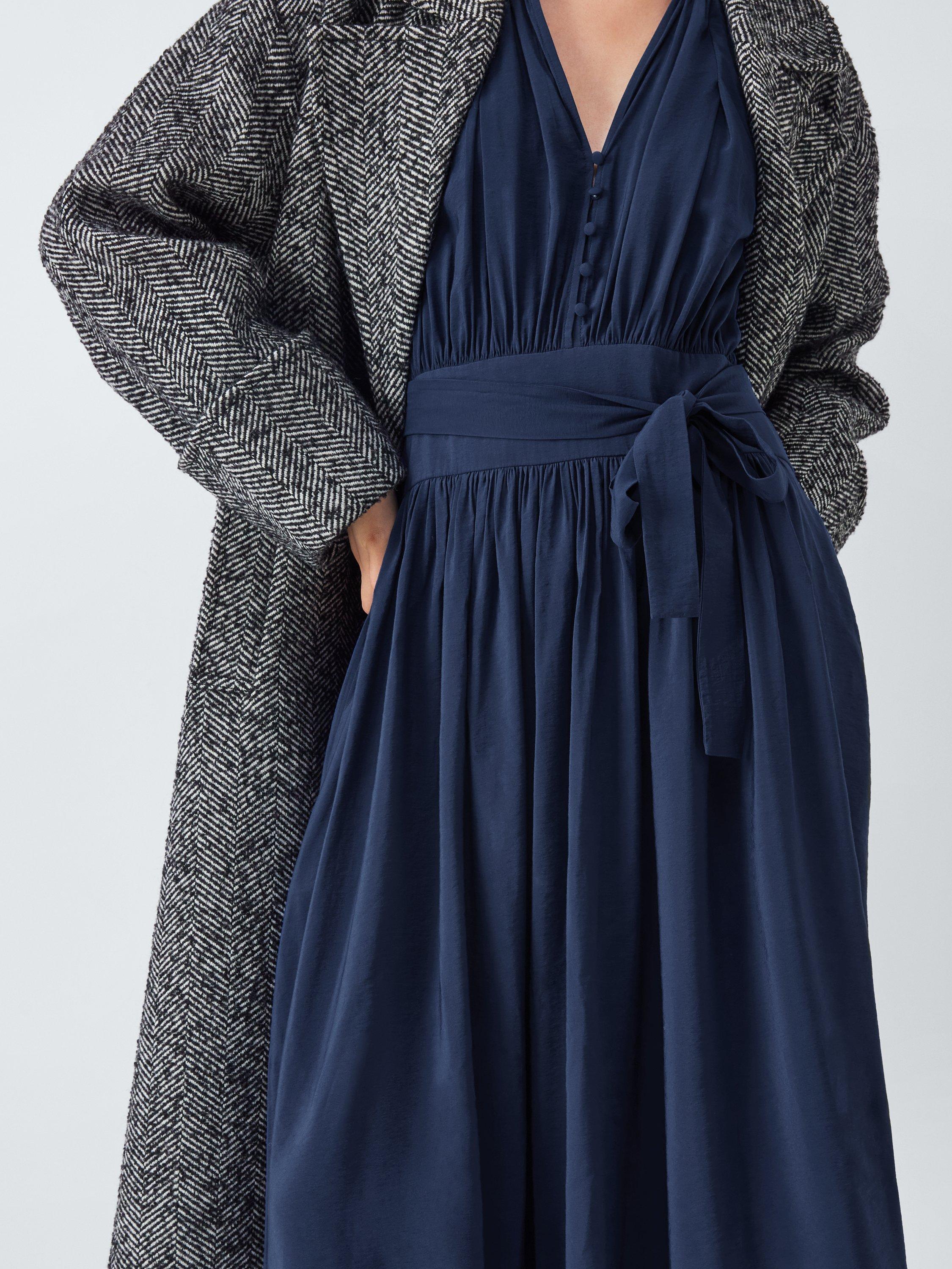 Product image 6 of 6, which shows AND/OR Sammy Draped Midi Dress, Inky Blue, 6