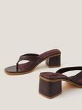 Monsoon Tilly Croc Effect Faux Leather Heeled Mules, Burgundy