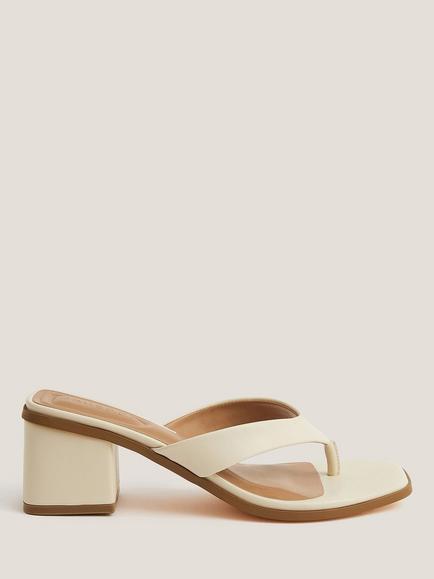Monsoon Tilly Faux Leather Heeled Mules, Ivory, Ivory