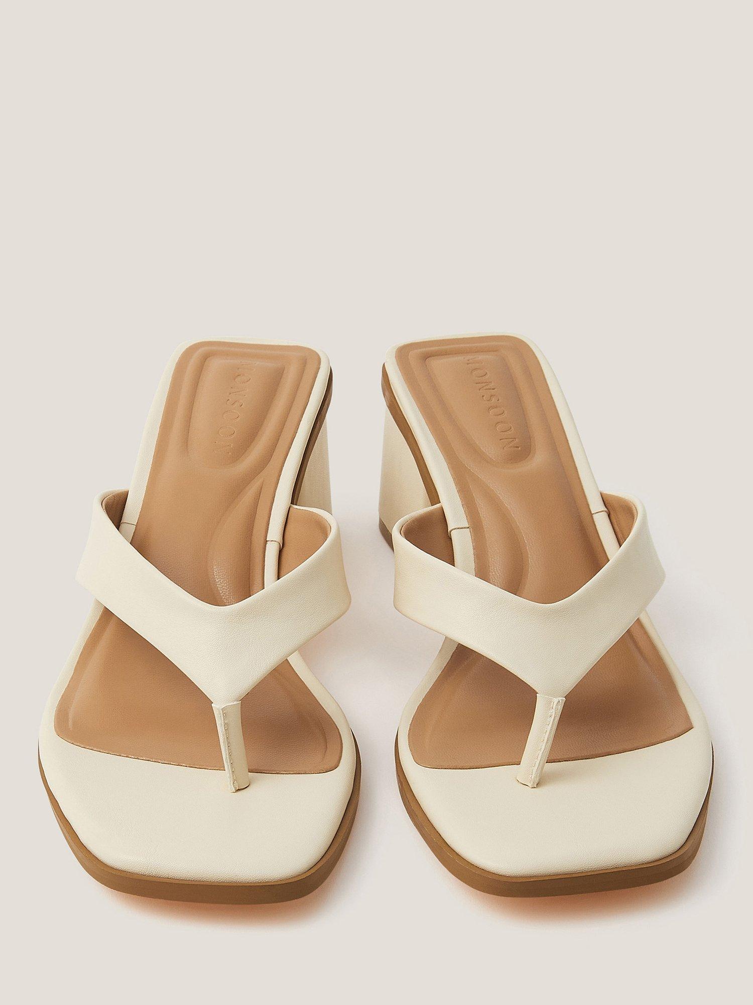 Product image 2 of 3, which shows Monsoon Tilly Faux Leather Heeled Mules, Ivory, EU37