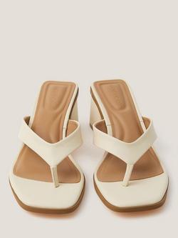 Monsoon Tilly Faux Leather Heeled Mules, Ivory - view 2, Ivory