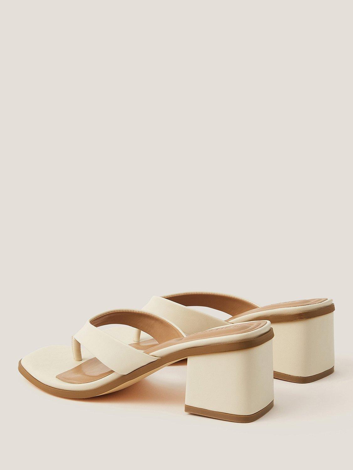 Product image 3 of 3, which shows Monsoon Tilly Faux Leather Heeled Mules, Ivory, EU37