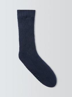John Lewis Fleece Lounge Socks, Navy, Navy