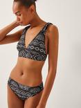 Monsoon Macie Beach Print Bikini Bottoms, Black