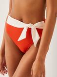 Monsoon Sabrina Tie Front Colour Block Bikini Bottoms, Rust