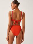 Monsoon Sabrina Tie Front Colour Block Bikini Bottoms, Rust
