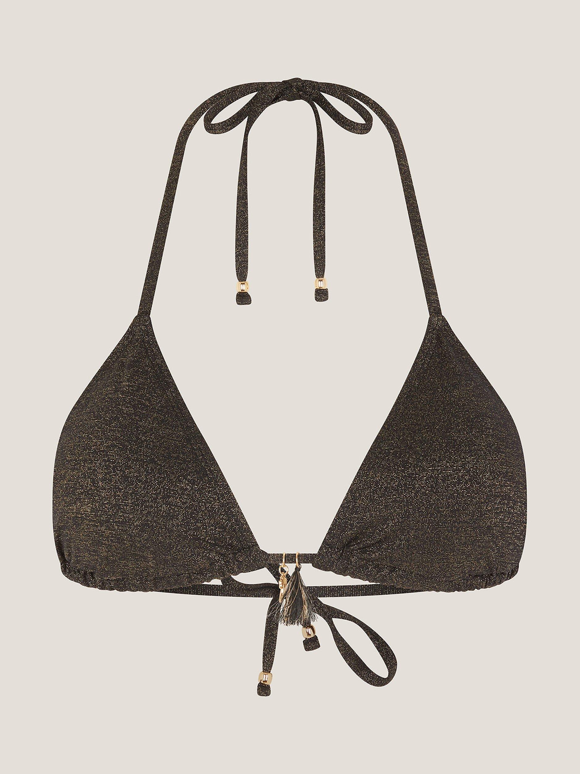 Product image 3 of 5, which shows Monsoon Mia Glitter Bikini Top, Black, 8