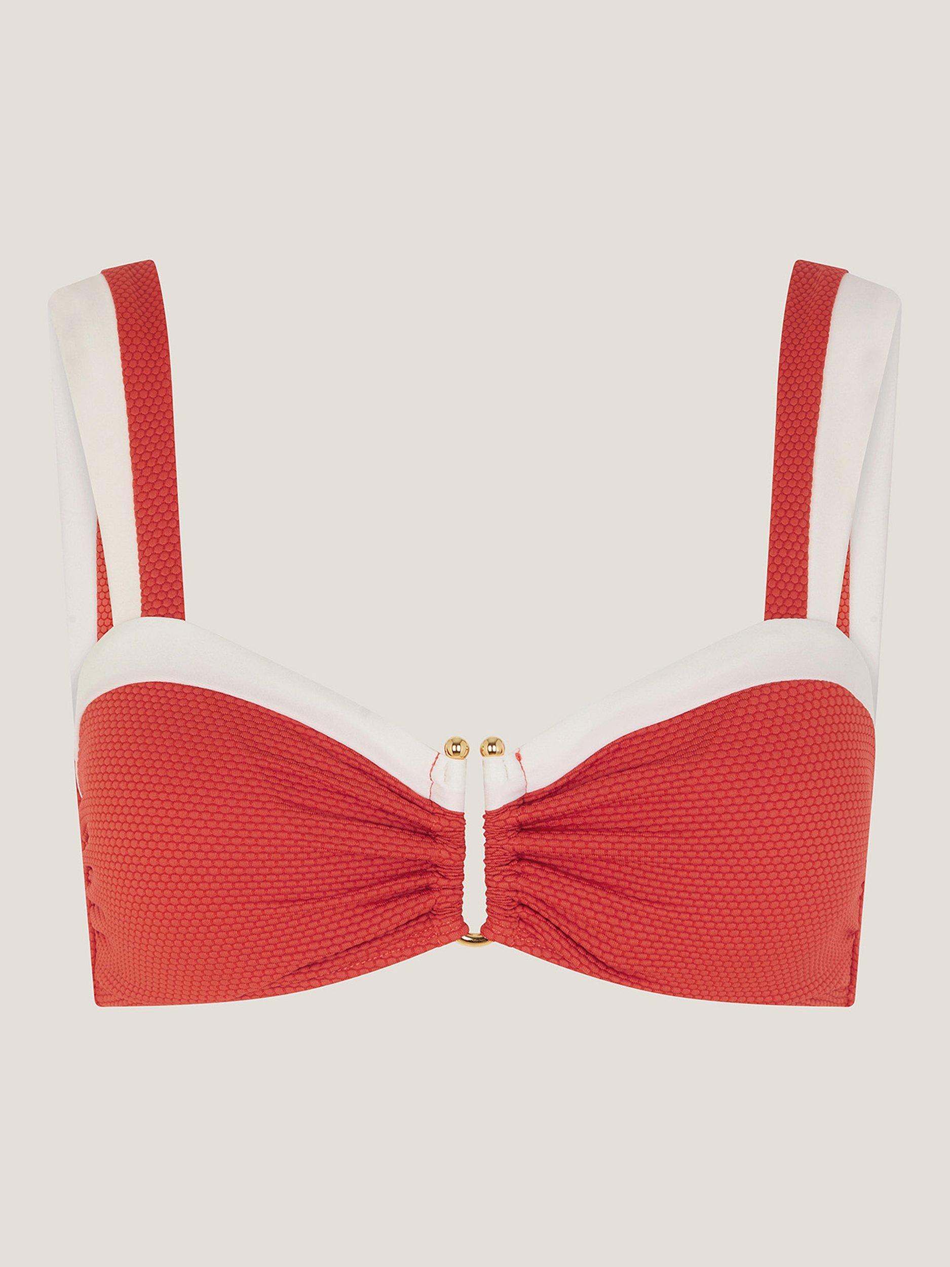 Product image 3 of 5, which shows Monsoon Sabrina Colour Block Bikini Top, Rust, 8