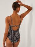 Monsoon Macie Beach Print Swimsuit, Black