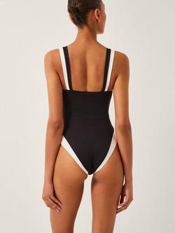 Monsoon Sabrina Contrast Trim Swimsuit - view 2, Black/White