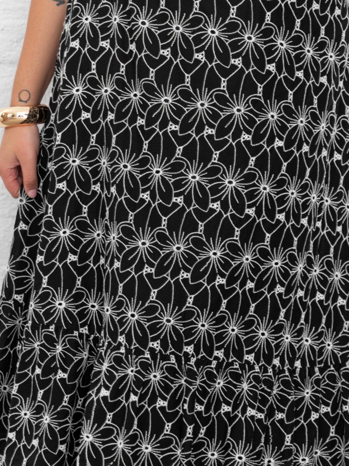 Product image 11 of 11, which shows Lovedrobe Broderie Detail Midi Skirt, Black/White, 8