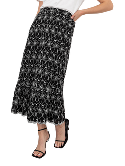 Lovedrobe Broderie Detail Midi Skirt, Black/White - view 2, Black/White