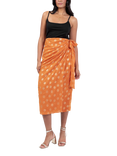 Lovedrobe Metallic Swirl Wrap Midi Skirt, Orange/ Gold