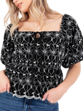 Lovedrobe Broderie Anglaise Peplum Top, Black/White, Black/White