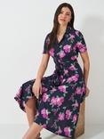 Crew Clothing Ava Linen Blend Shirt Dress, Navy/Multi, Navy/Multi