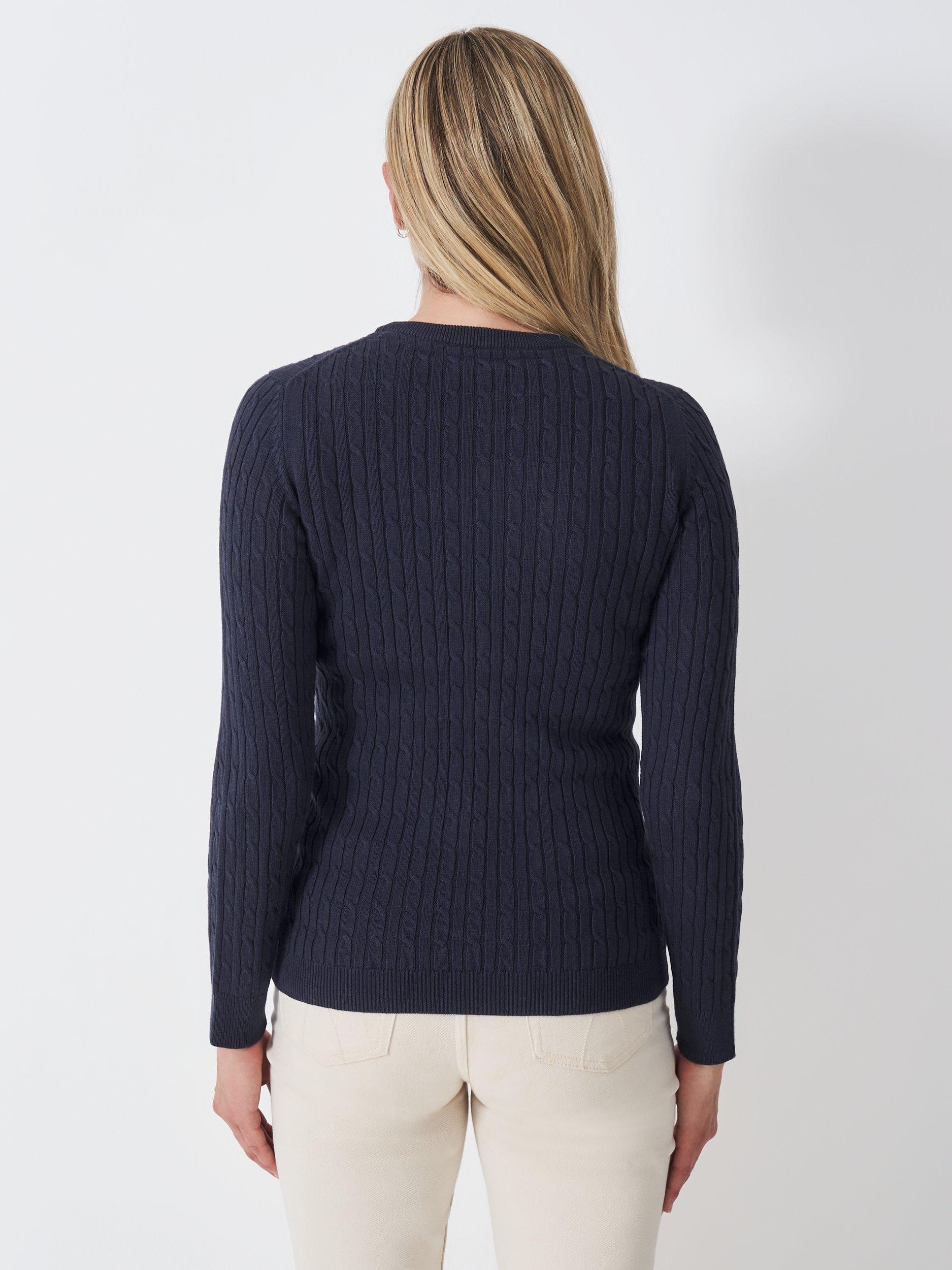 Product image 2 of 5, which shows Crew Clothing Heritage Cable Knit Jumper, Navy Blue, 10