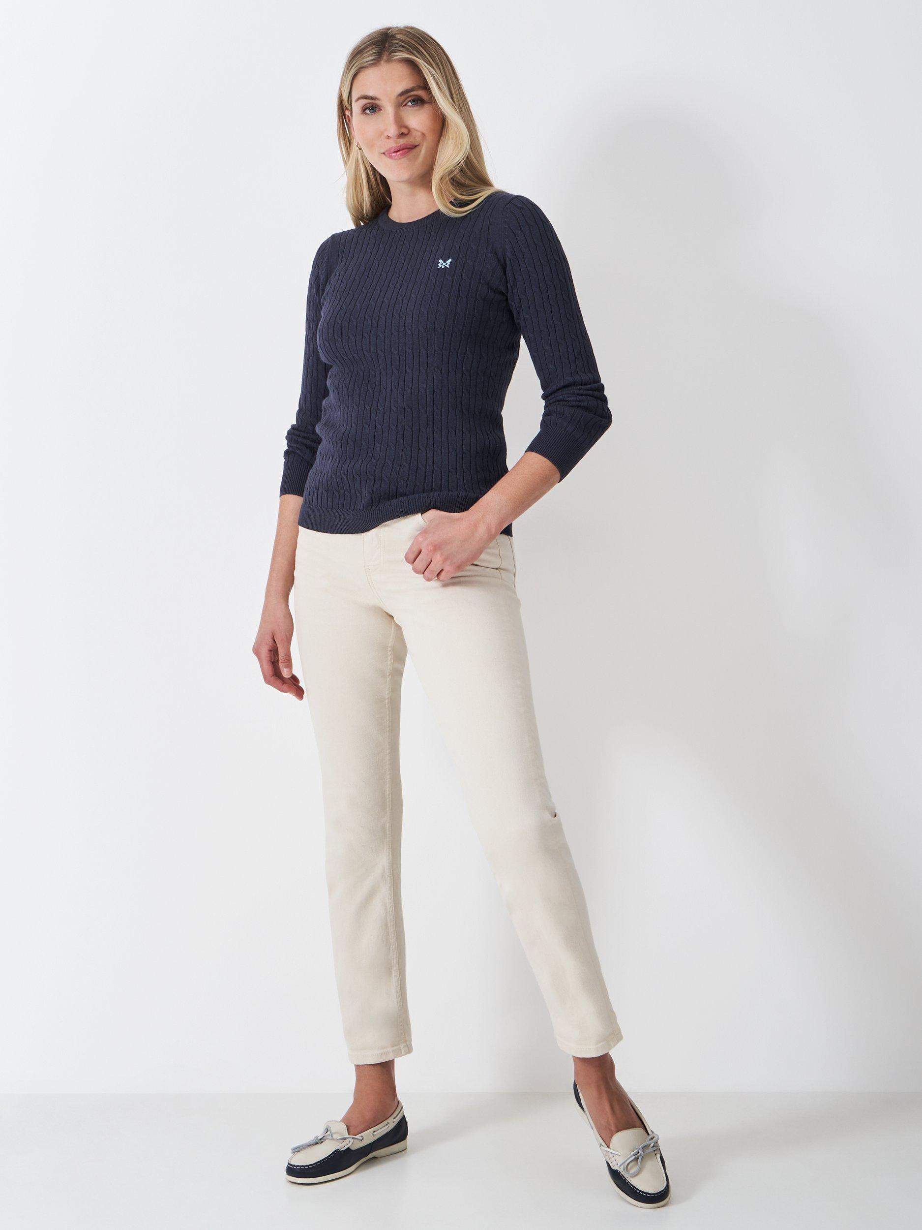 Product image 3 of 5, which shows Crew Clothing Heritage Cable Knit Jumper, Navy Blue, 10