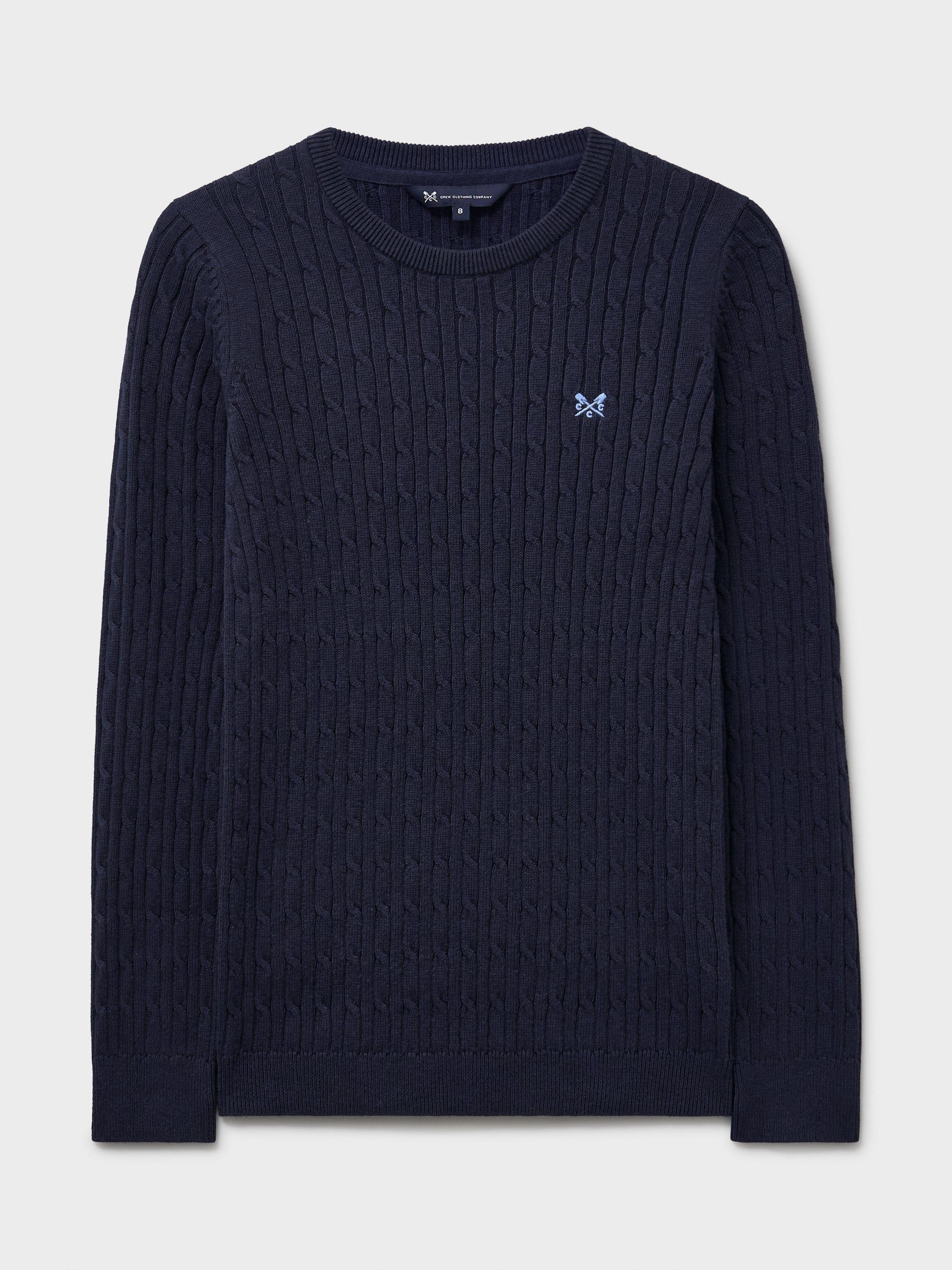 Product image 5 of 5, which shows Crew Clothing Heritage Cable Knit Jumper, Navy Blue, 10