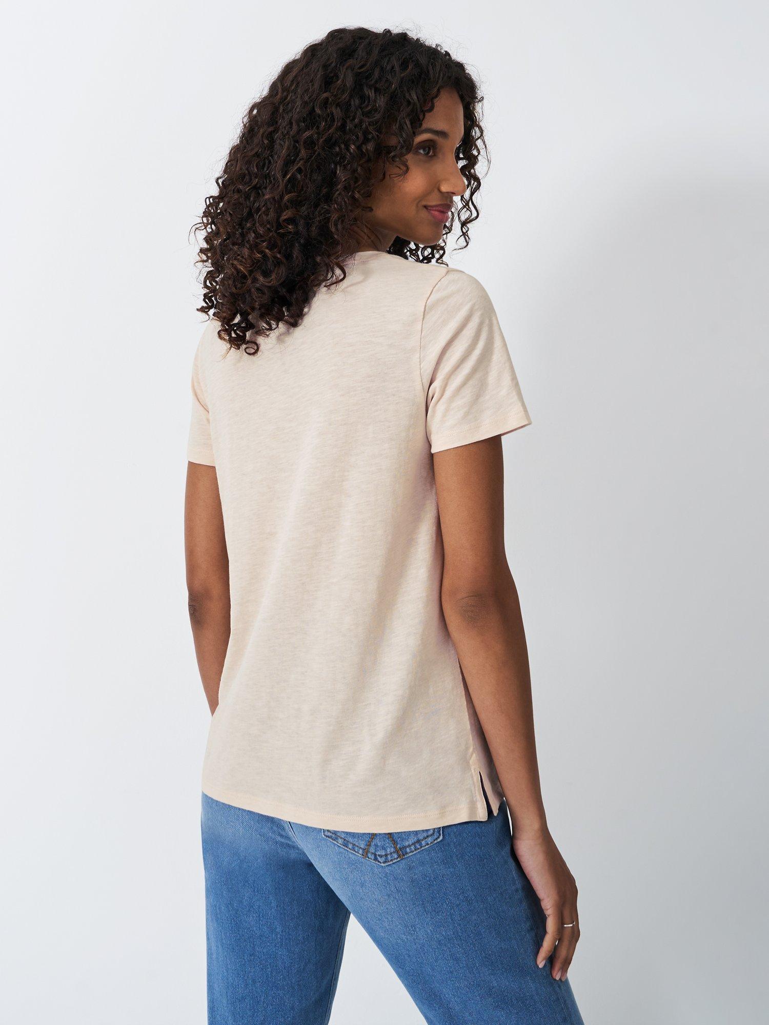 Product image 3 of 5, which shows Crew Clothing Slub Scoop Neck T-Shirt, Rose Pink, 8