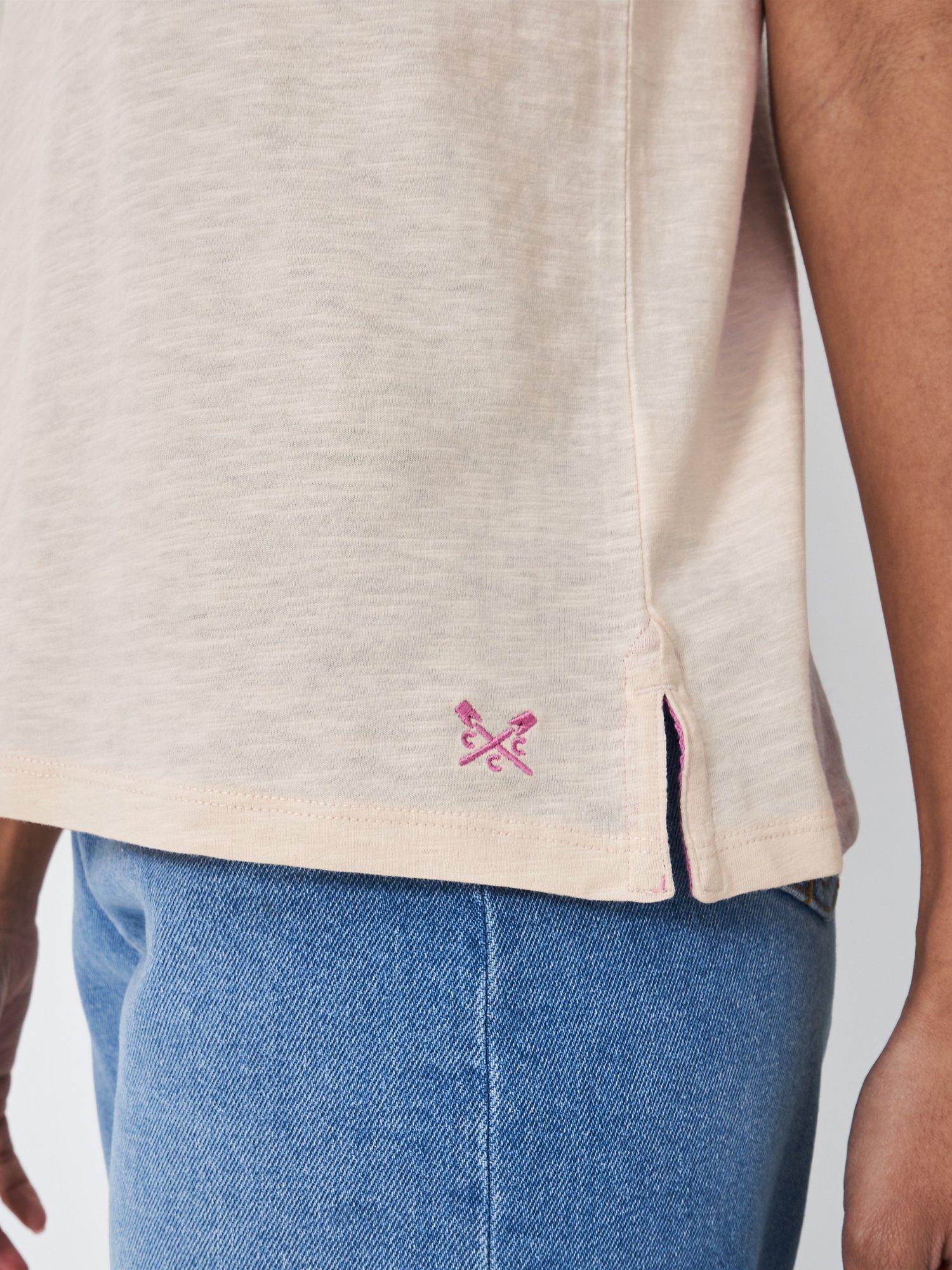 Product image 4 of 5, which shows Crew Clothing Slub Scoop Neck T-Shirt, Rose Pink, 8