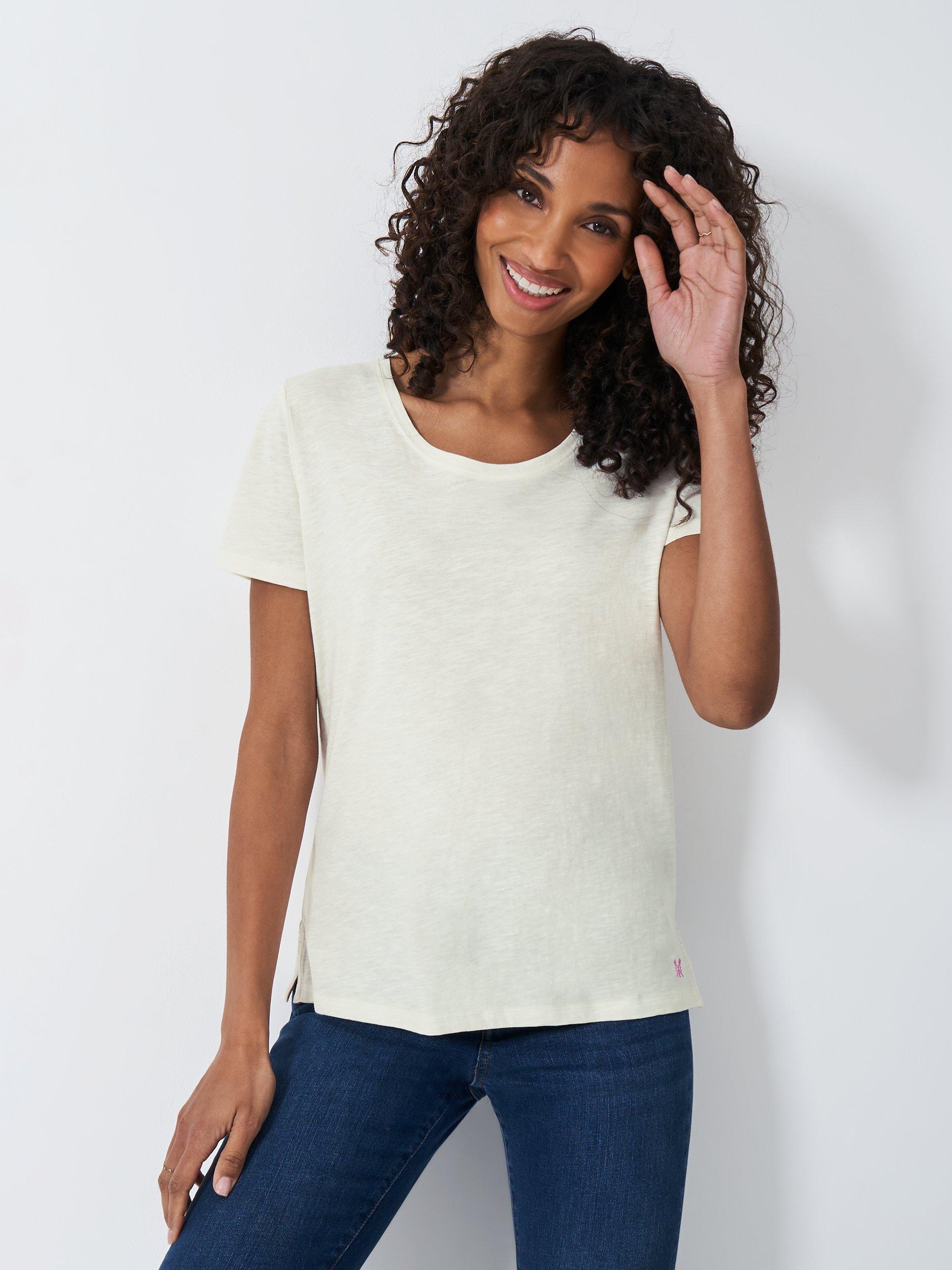 Product image 1 of 5, which shows Crew Clothing Slub Scoop Neck T-Shirt, White, 8