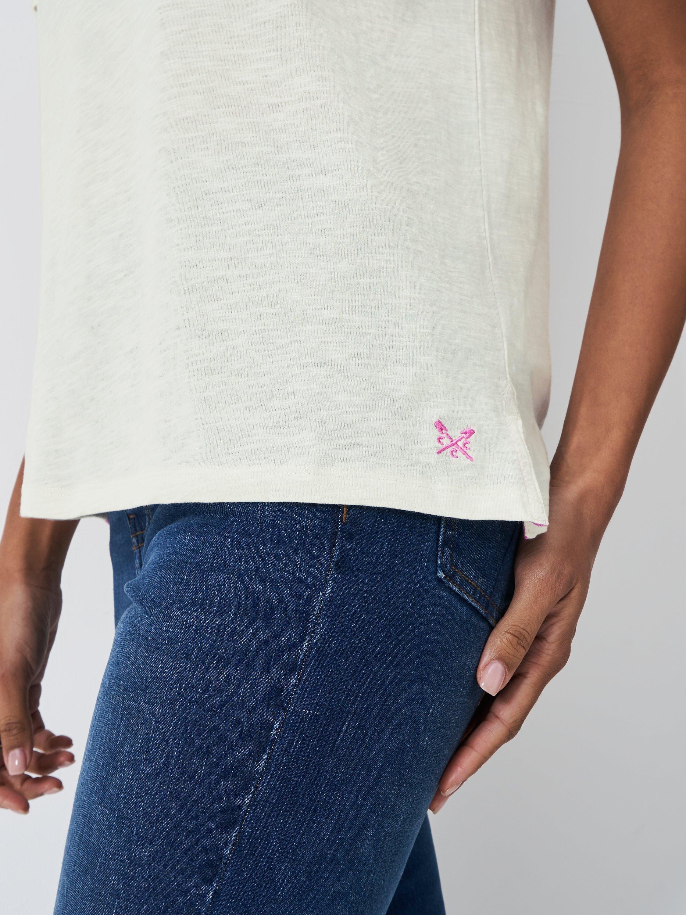 Product image 4 of 5, which shows Crew Clothing Slub Scoop Neck T-Shirt, White, 8