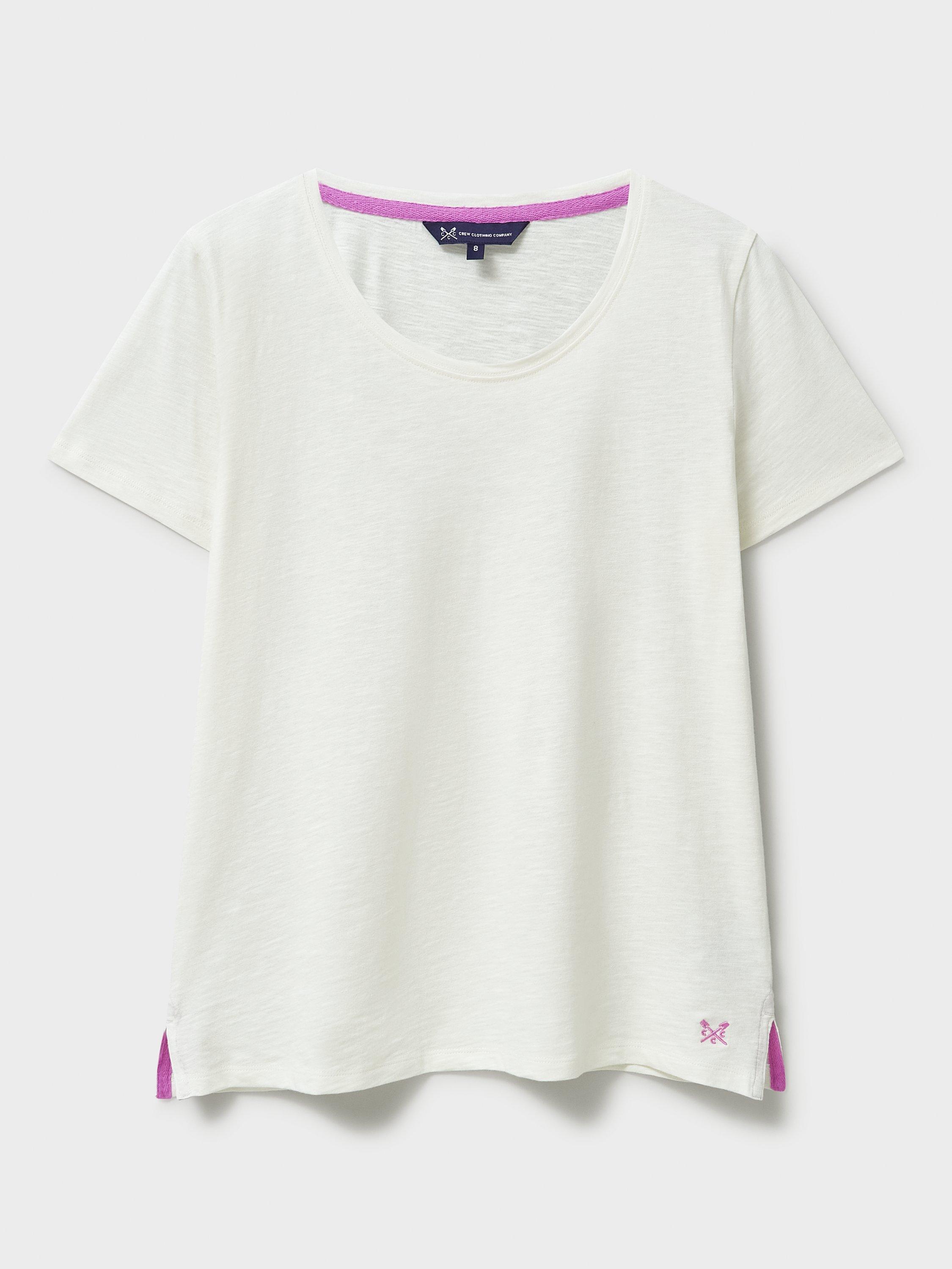 Product image 5 of 5, which shows Crew Clothing Slub Scoop Neck T-Shirt, White, 8
