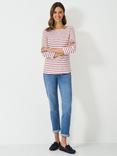 Crew Clothing Essential Breton Stripe Top, White/Red