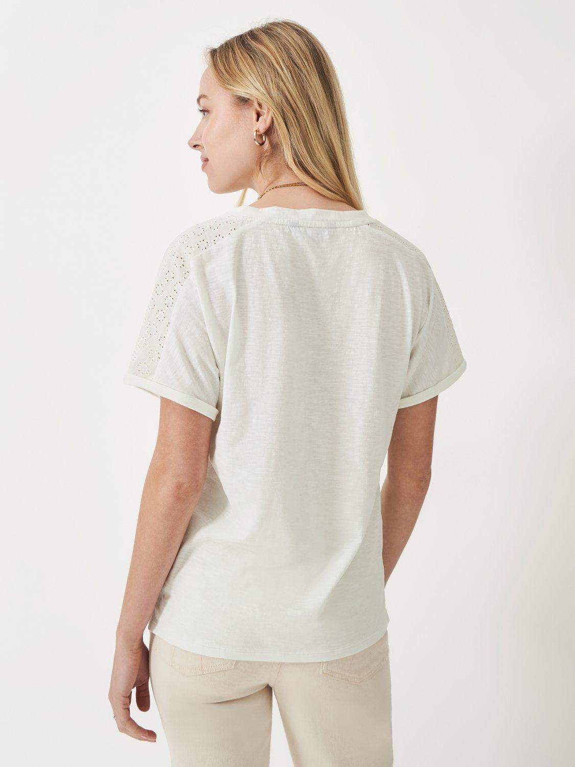 Product image 3 of 5, which shows Crew Clothing Sleeve Detail V-Neck T-Shirt, White, 8