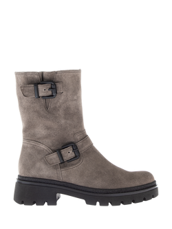 Gabor Dino Wide-Fit Suede Biker Boots, Mohair, Mohair
