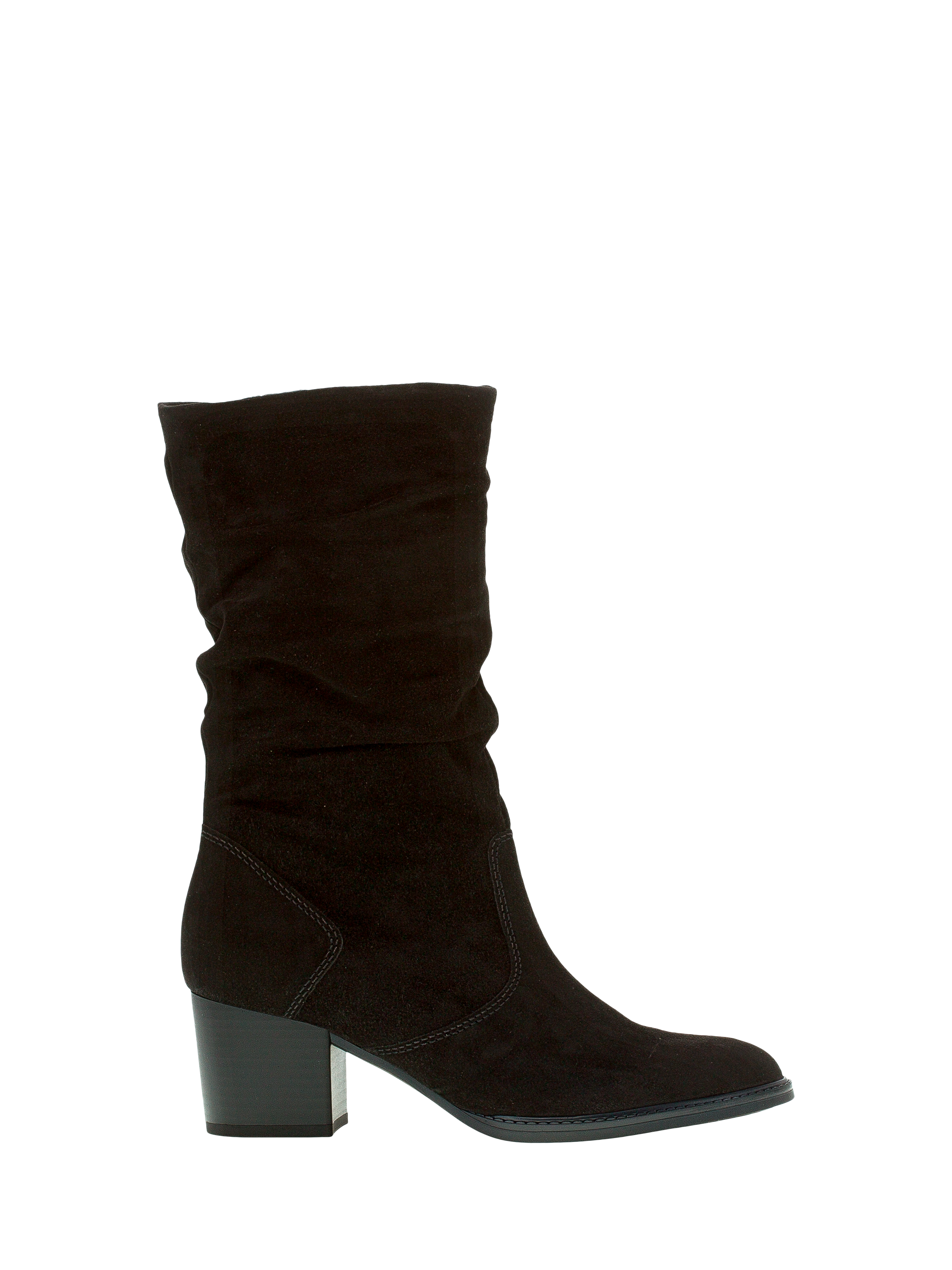 Product image 1 of 3, which shows Gabor Ramona Wide Fit Suede Calf Boots, Black, 7.5