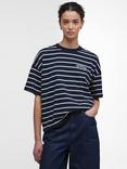 Barbour Faye Stripe Logo Top, Navy Stripe