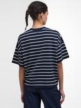 Barbour Faye Stripe Logo Top, Navy Stripe
