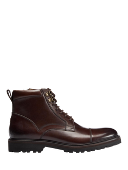 Oliver Sweeney Runcorn Antiqued Leather Brogue Boots, Brown, Brown