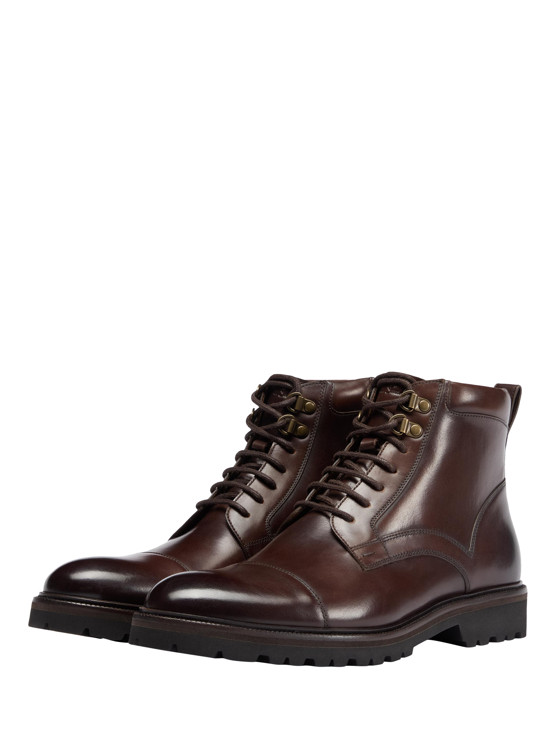 Product image 2 of 5, which shows Oliver Sweeney Runcorn Antiqued Leather Brogue Boots, Brown, 7