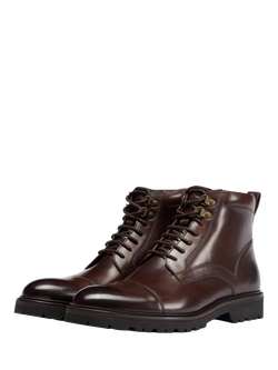 Oliver Sweeney Runcorn Antiqued Leather Brogue Boots, Brown - view 2, Brown