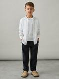 Reiss Kids' Andros Linen Blend Drawstring Trousers, Navy Stripe