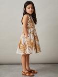 Reiss Kids' Anouka Cotton Poplin Shirred Printed Dress, Multi