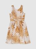 Reiss Kids' Anouka Cotton Poplin Shirred Printed Dress, Multi