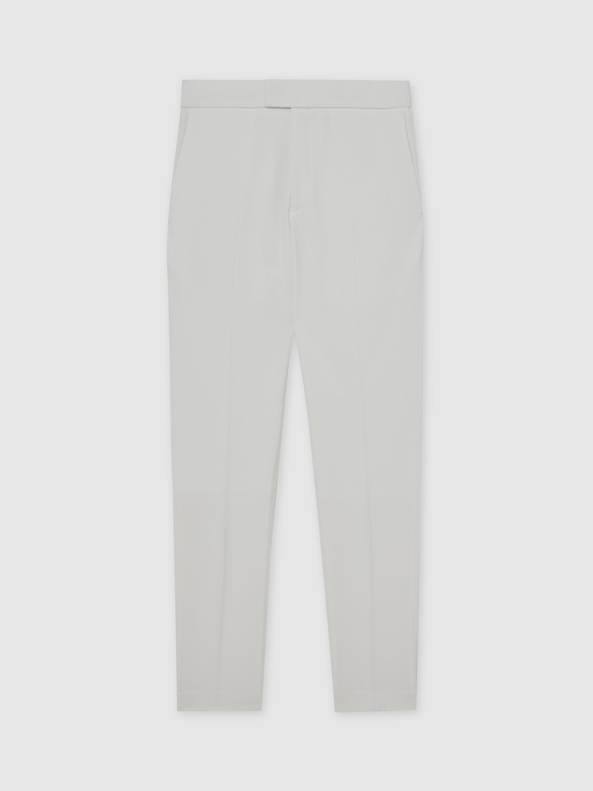 Product image 3 of 5, which shows Reiss Found Drawstring Straight Trousers, White, 28R