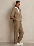 Reiss Gaia Wide Leg Joggers, Camel