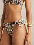 Reiss Charlie Mixed Stripe Bikini Bottoms, Black/Brown