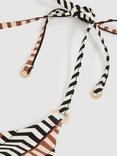Reiss Charlie Mixed Stripe Triangle Bikini Top, Black/Brown