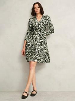 Hobbs Elosie Floral V Neck Jersey Mini Dress, Navy/Multi, Navy/Multi