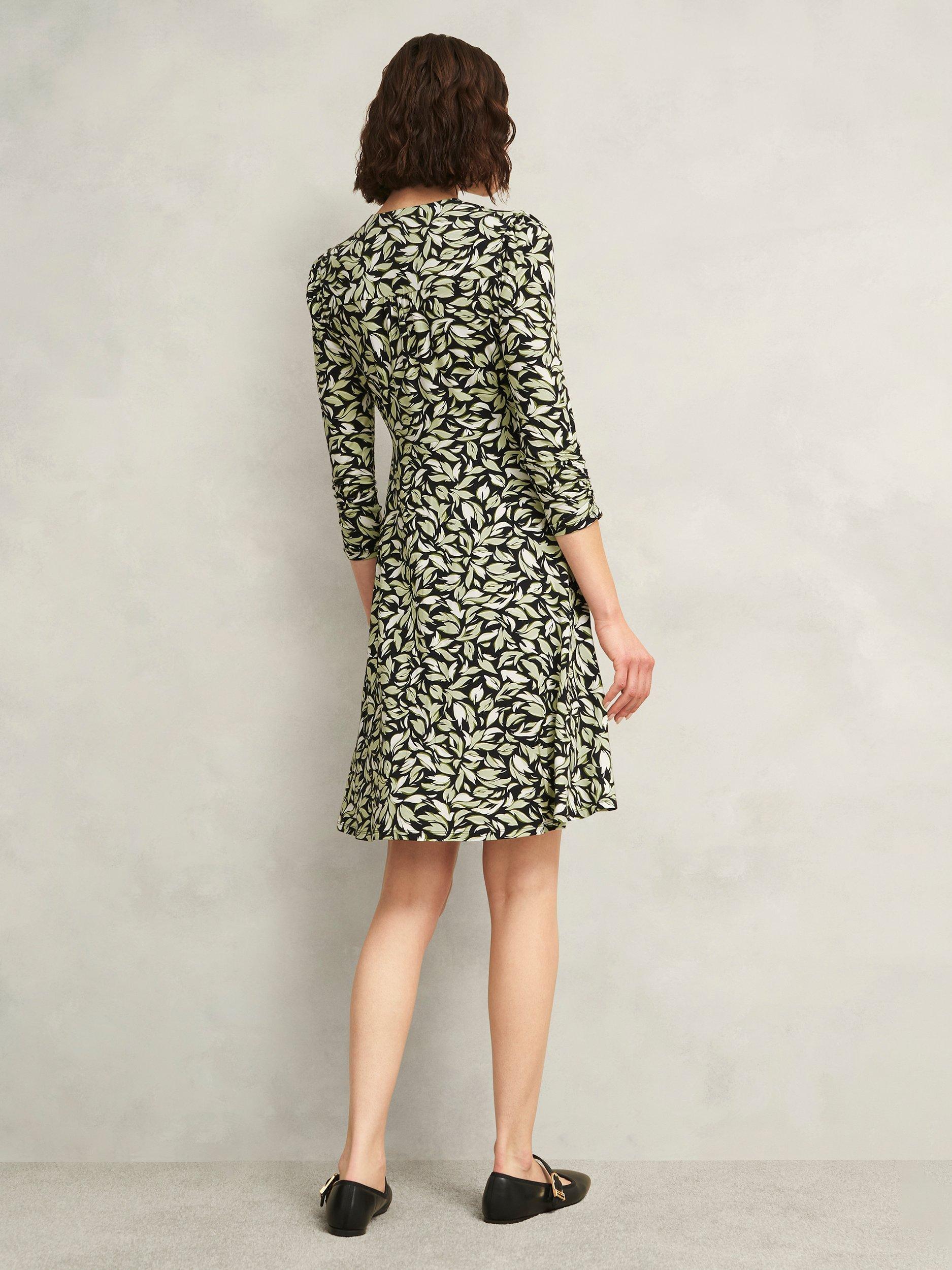 Product image 2 of 5, which shows Hobbs Elosie Floral V Neck Jersey Mini Dress, Navy/Multi, 10