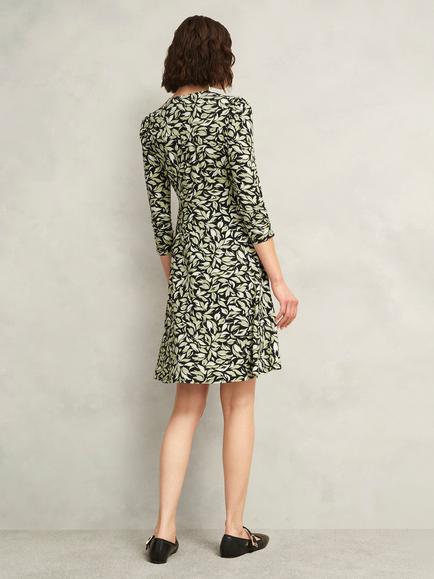 Hobbs Elosie Floral V Neck Jersey Mini Dress, Navy/Multi - view 2, Navy/Multi
